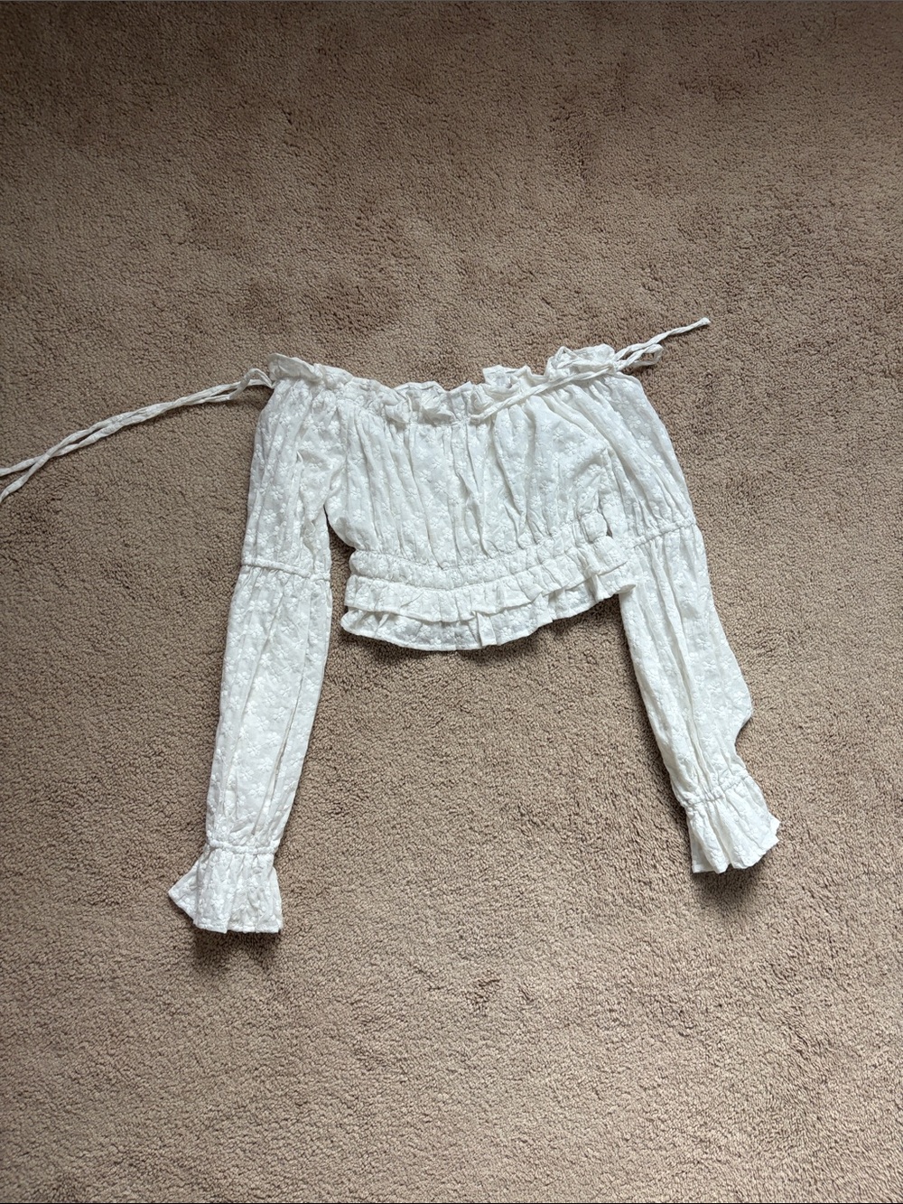 White Off-Shoulder Ruffle Top - Picture 2 of 3